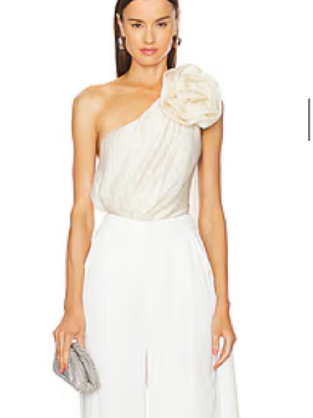 Michael Costello One-Shoulder Cream Rosette Dress